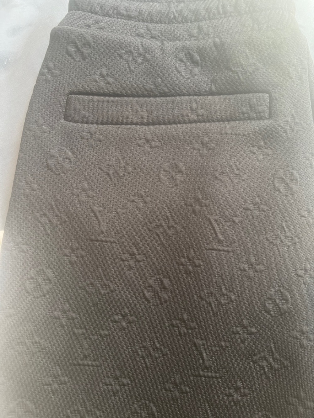 Louis Vuitton Black Embossed Monogram Knit Skirt with Pocket